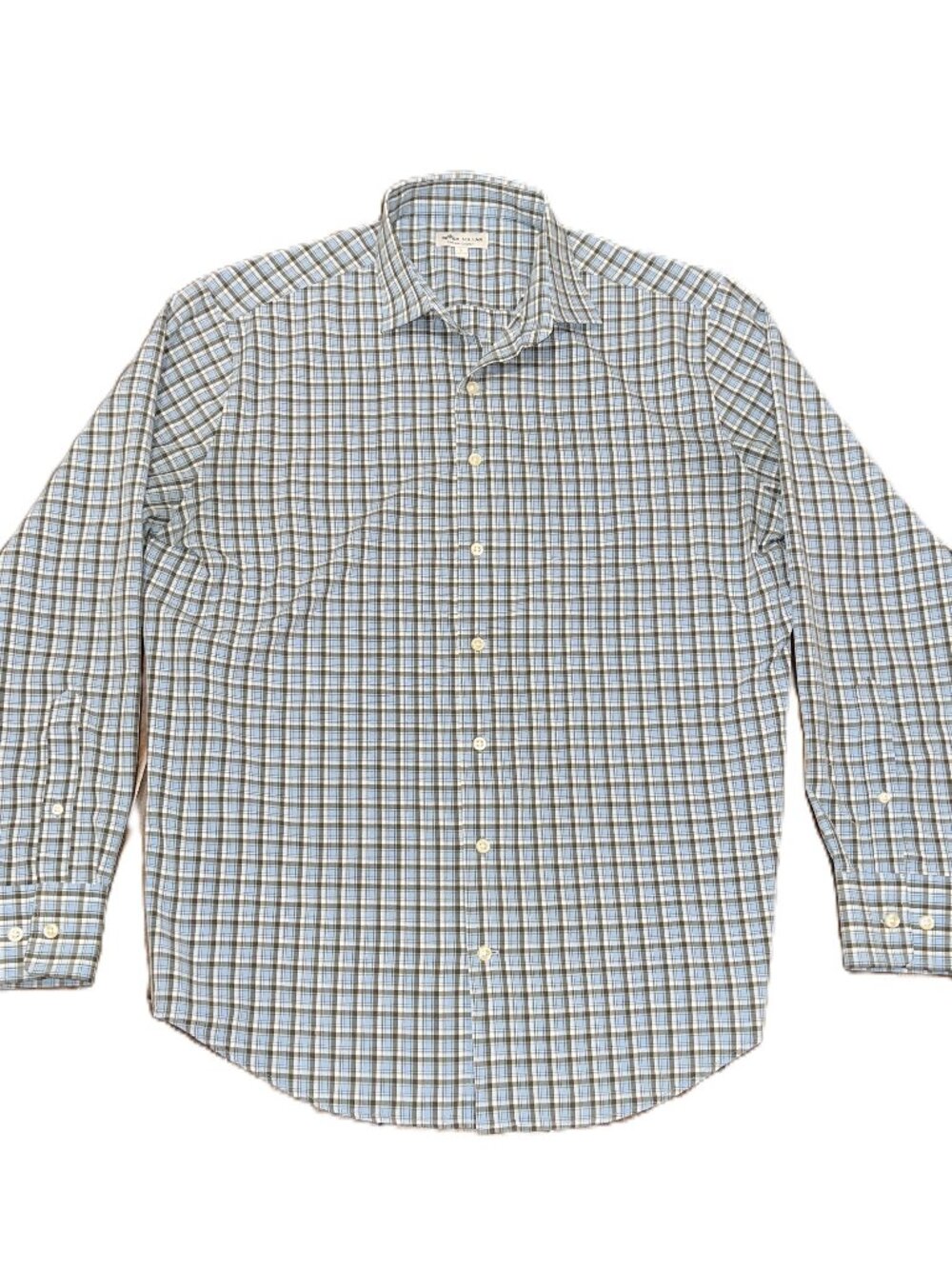 Classic Country Club Peter Millar Plaid LS BD Shirt Blue/White/Gray Men's size L